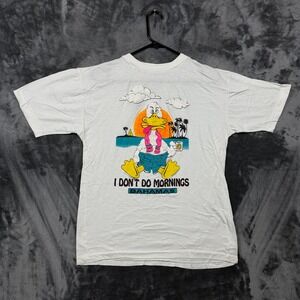Souvenir T-Shirt Mens XL White Excellent I Don't Do Mornings Bahamas Vintage